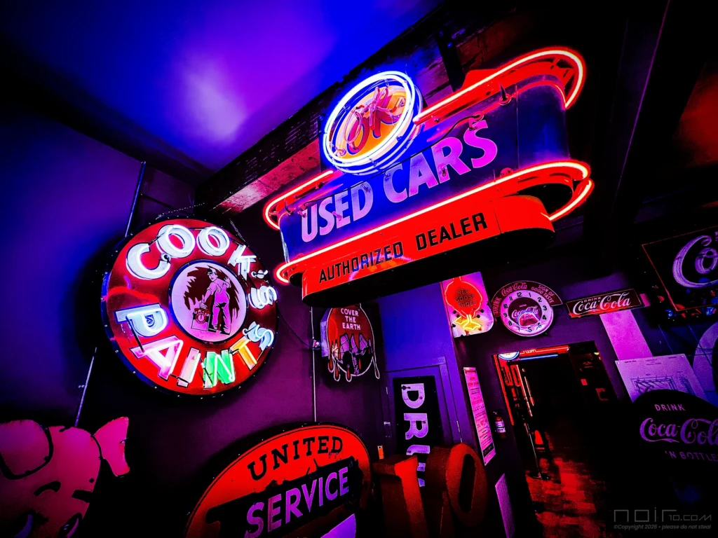 Multiple neon signs, national neon museum — Noir10 handmade LED backlit prints