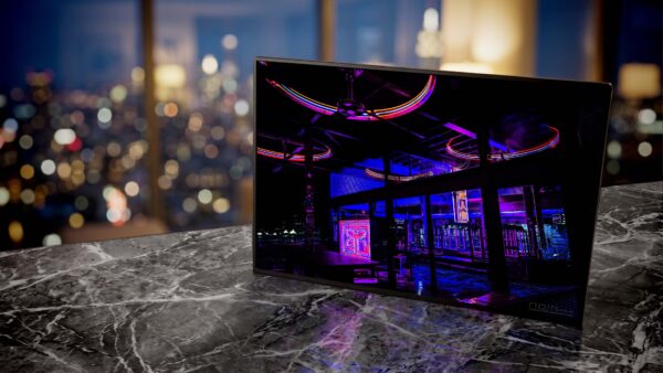Rice Box Houston neon lighting at night — Noir10 handmade LED backlit prin